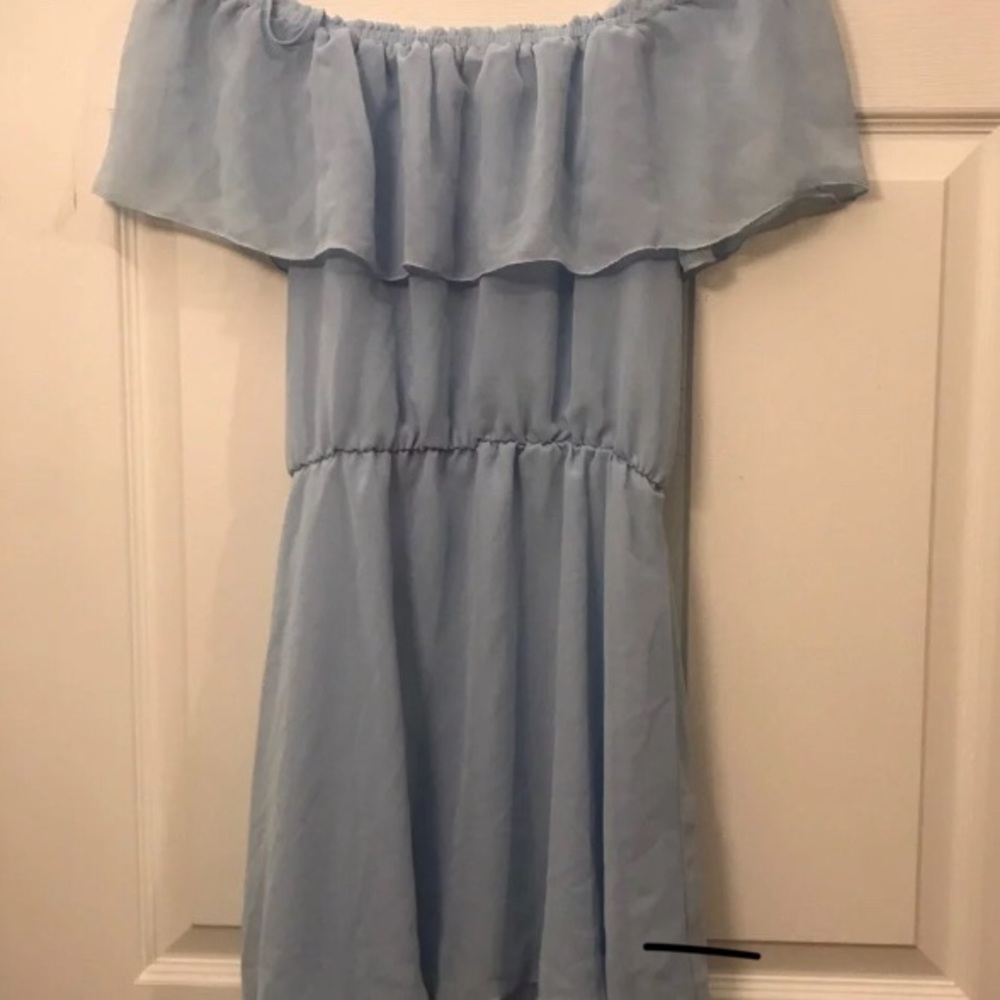 H&M off the shoulder light blue dress